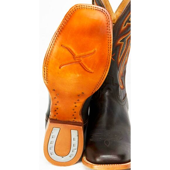 NEW Twisted X Rancher Boots Chocolate Leather Square Toe Western Cowboy 11 D main image 5